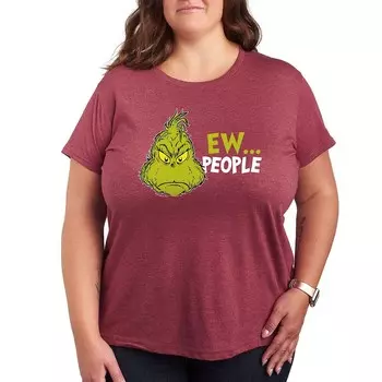 Футболка Plus Dr. Seuss The Grinch Ew People с рисунком Licensed Character, цвет Heather Dark Red