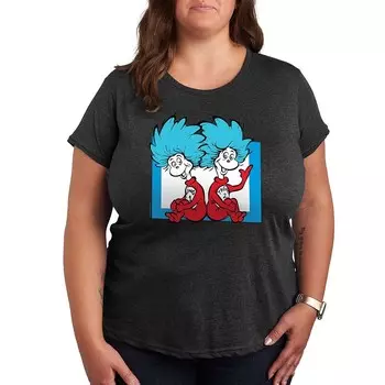 Футболка Plus Dr. Seuss Things 1 And 2 с рисунком Licensed Character, цвет Heather Charcoal