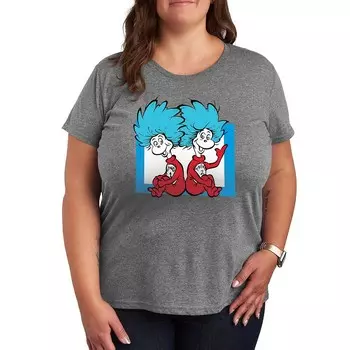 Футболка Plus Dr. Seuss Things 1 And 2 с рисунком Licensed Character, цвет Heather Gray
