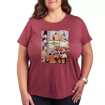 Футболка Plus Friends 30th Grid с рисунком Licensed Character, цвет Heather Dark Red