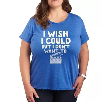 Футболка Plus Friends I Wish I Could с графическим рисунком Licensed Character, цвет Heather Royal Blue