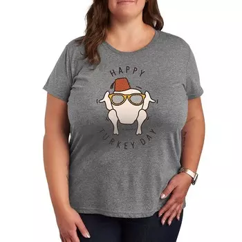 Футболка Plus Friends с рисунком Happy Turkey Day Licensed Character, цвет Heather Gray