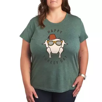 Футболка Plus Friends с рисунком Happy Turkey Day Licensed Character, цвет Heather Green