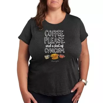 Футболка Plus Gilmore Girls с рисунком Coffee Cynicism Licensed Character, цвет Heather Charcoal