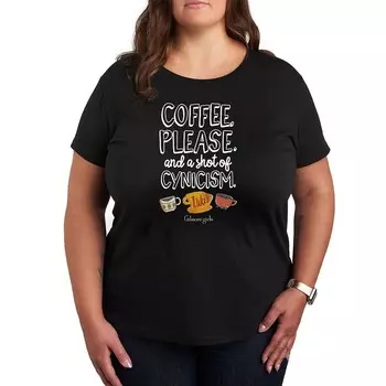 Футболка Plus Gilmore Girls с рисунком Coffee Cynicism Licensed Character, черный