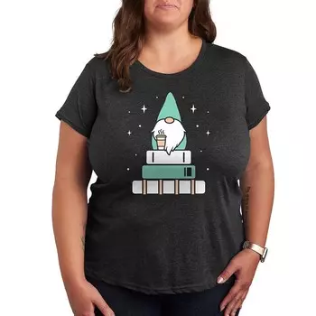 Футболка Plus Gnome с рисунком кофе и книг Licensed Character, цвет Heather Charcoal