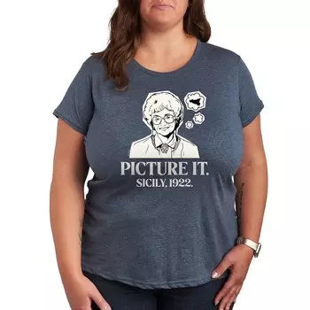 Футболка Plus Golden Girls Picture It Sicily с рисунком Licensed Character, цвет Heather Blue