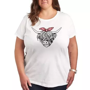 Футболка Plus Highland Cow Bandana с графическим рисунком Licensed Character, белый