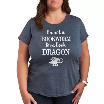 Футболка Plus I'm A Book Dragon с рисунком Licensed Character, цвет Heather Blue
