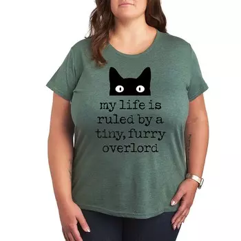 Футболка Plus Life Ruled By Tiny Overlord Cat с рисунком кота Licensed Character, цвет Heather Green