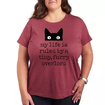 Футболка Plus Life Ruled By Tiny Overlord Cat с рисунком кота Licensed Character, цвет Heather Red