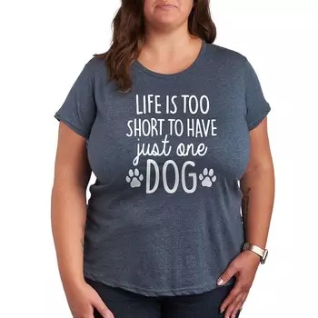 Футболка Plus Life Too Short Just One с изображением собаки Licensed Character, цвет Heather Blue