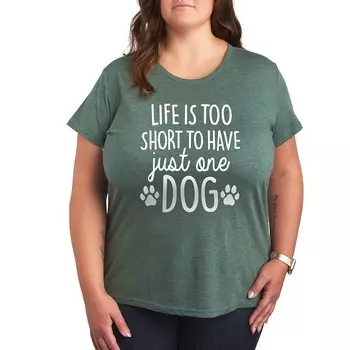 Футболка Plus Life Too Short Just One с изображением собаки Licensed Character, цвет Heather Green