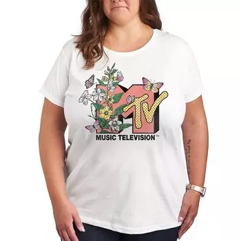 Футболка Plus MTV Botanical Art с рисунком Licensed Character, белый