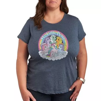 Футболка Plus My Little Pony с рисунком группы в стиле ретро Licensed Character, цвет Heather Light Blue