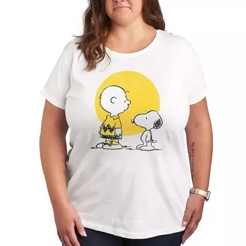 Футболка Plus Peanuts Charlie Brown & Snoopy Hearts с рисунком Licensed Character, белый