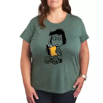 Футболка Plus Peanuts Marcie Reading с рисунком Licensed Character, цвет Heather Green