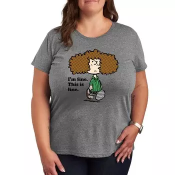 Футболка Plus Peanuts Patty I'm Fine с графическим рисунком Licensed Character, цвет Heather Gray