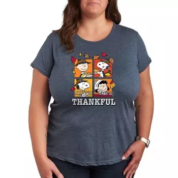 Футболка Plus Peanuts с рисунком благодарности Licensed Character, цвет Heather Blue