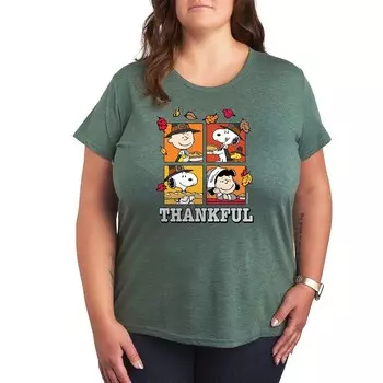 Футболка Plus Peanuts с рисунком благодарности Licensed Character, цвет Heather Green