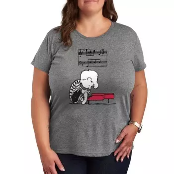 Футболка Plus Peanuts Schroeder с рисунком фортепиано Licensed Character, цвет Heather Gray