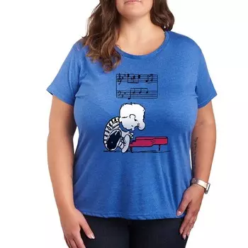 Футболка Plus Peanuts Schroeder с рисунком фортепиано Licensed Character, цвет Heather Royal Blue