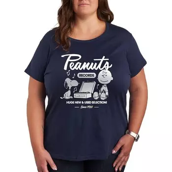 Футболка Plus Peanuts Snoopy & Charlie Brown Records с рисунком Licensed Character, темно-синий