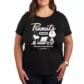 Футболка Plus Peanuts Snoopy & Charlie Brown Records с рисунком Licensed Character, черный