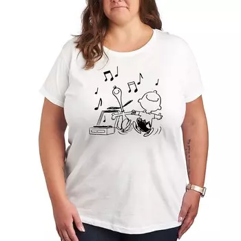 Футболка Plus Peanuts Snoopy & Charlie Brown с принтом «Танцы» Licensed Character, белый