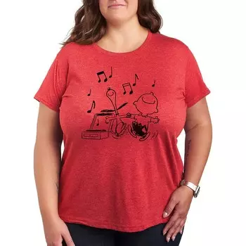Футболка Plus Peanuts Snoopy & Charlie Brown с принтом «Танцы» Licensed Character, цвет Heather Red
