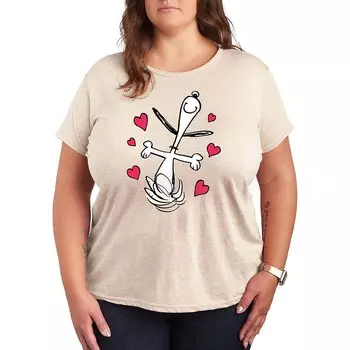 Футболка Plus Peanuts Snoopy Dancing Hearts с рисунком Licensed Character, бежевый