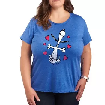 Футболка Plus Peanuts Snoopy Dancing Hearts с рисунком Licensed Character, цвет Heather Royal Blue