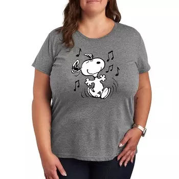 Футболка Plus Peanuts Snoopy Dancing с рисунком Licensed Character, серый