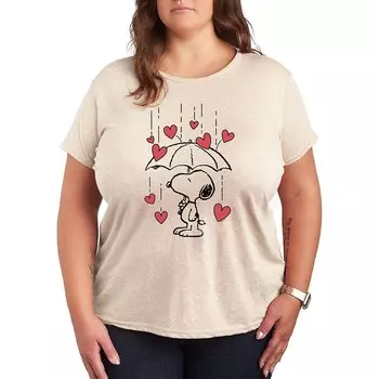 Футболка Plus Peanuts Snoopy Heart Rain с графическим рисунком Licensed Character, бежевый