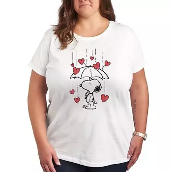 Футболка Plus Peanuts Snoopy Heart Rain с графическим рисунком Licensed Character, белый
