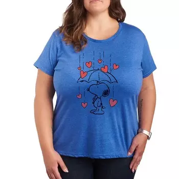 Футболка Plus Peanuts Snoopy Heart Rain с графическим рисунком Licensed Character, цвет Heather Royal Blue
