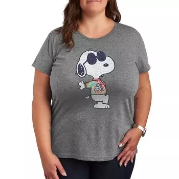 Футболка Plus Peanuts Snoopy Joe Cool с рисунком тай-дай Licensed Character, цвет Heather Gray