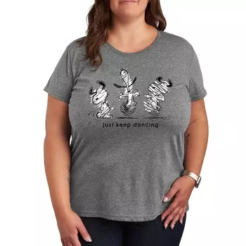 Футболка Plus Peanuts Snoopy Just Keep Dancing с рисунком Licensed Character, цвет Heather Gray