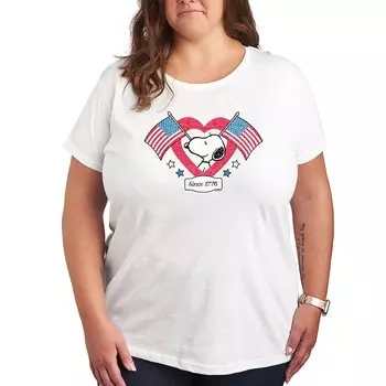Футболка Plus Peanuts Snoopy с графическим рисунком 1776 года Licensed Character, белый