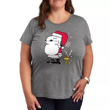 Футболка Plus Peanuts Snoopy & Woodstock с рисунком Licensed Character, цвет Heather Gray