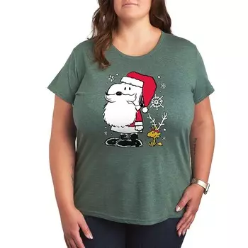 Футболка Plus Peanuts Snoopy & Woodstock с рисунком Licensed Character, цвет Heather Green