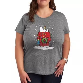 Футболка Plus Peanuts Snoopy & Woodstock с рисунком Lit Up Licensed Character, цвет Heather Gray