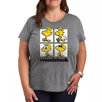 Футболка Plus Peanuts Woodstock Grid с рисунком Licensed Character, цвет Heather Gray