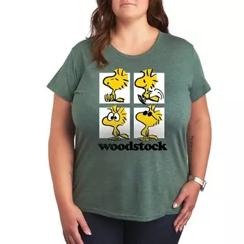 Футболка Plus Peanuts Woodstock Grid с рисунком Licensed Character, цвет Heather Green