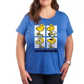Футболка Plus Peanuts Woodstock Grid с рисунком Licensed Character, цвет Heather Royal Blue