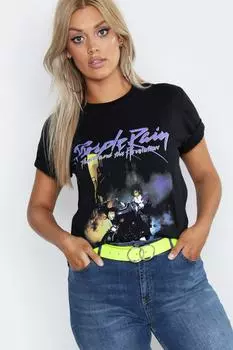 Футболка plus prince purple rain license Boohoo, черный
