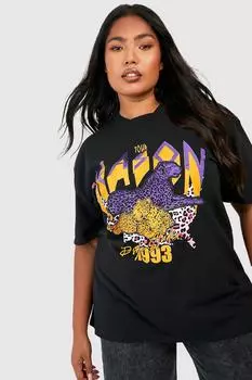 Футболка plus rock leopard Boohoo, черный