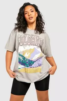 Футболка Plus с эффектом потертости Colorado boohoo, бежевый