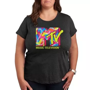 Футболка Plus с логотипом MTV Malibu Skate Graphic Licensed Character, цвет Heather Charcoal