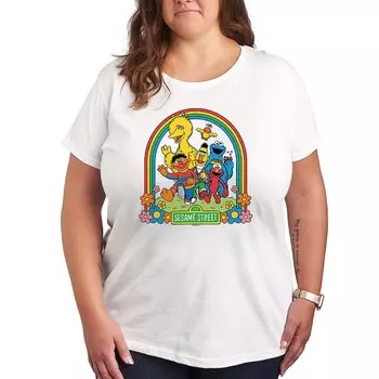 Футболка Plus с радужным рисунком «Улица Сезам» Licensed Character, белый